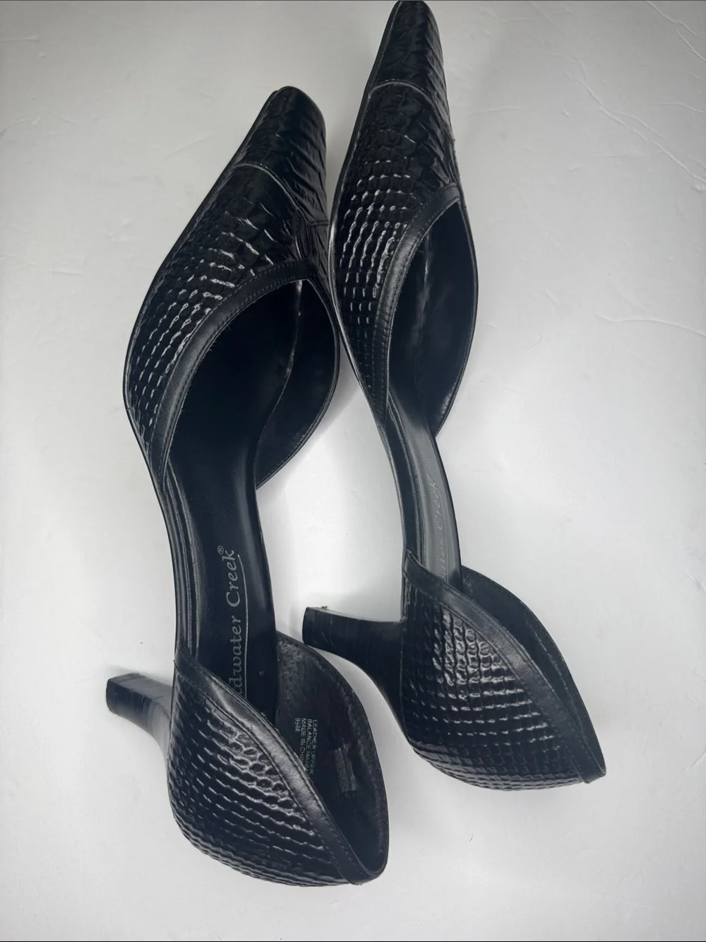 Croc Embossed Vintage Kitten Heels